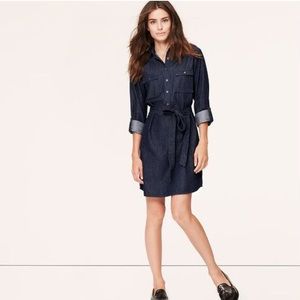 ANN TAYLOR LOFT | Dark Chambray Shirt Dress | SP